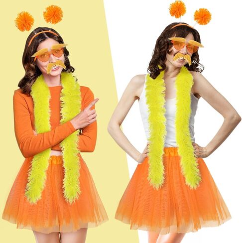6 Pcs Orange Tutu Costume Accessories Women Yellow Mustache Eyebrows in Saudi Arabia