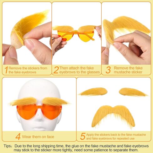 6 Pcs Orange Tutu Costume Accessories Women Yellow Mustache Eyebrows in Saudi Arabia