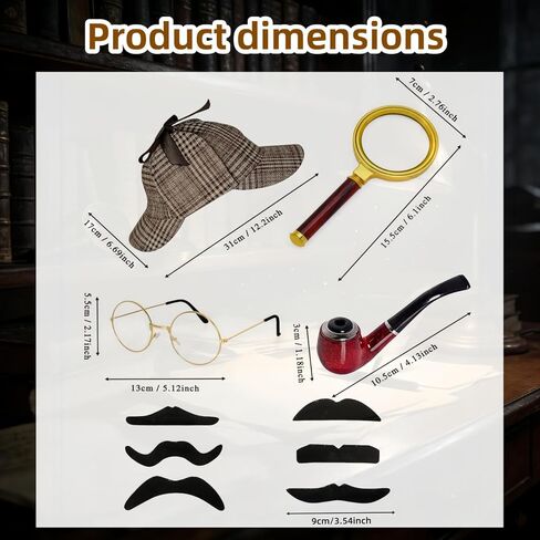 Detective Costume Accessories Set Outfit Accessories For Adults Women Men with Detective Hat for Dress Up in Saudi Arabia