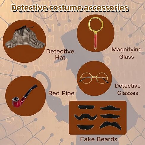 Detective Costume Accessories Set Outfit Accessories For Adults Women Men with Detective Hat for Dress Up in Saudi Arabia