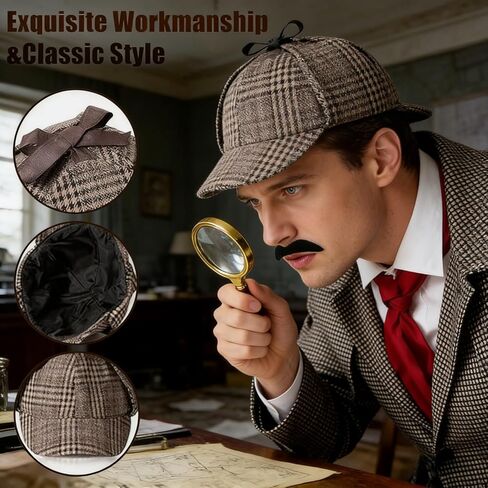 Detective Costume Accessories Set Outfit Accessories For Adults Women Men with Detective Hat for Dress Up in Saudi Arabia
