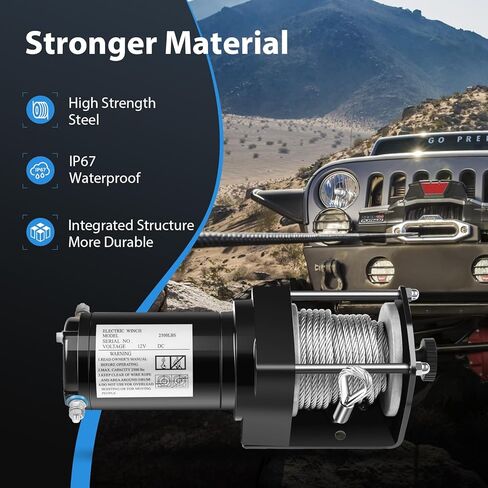 winch 2500LBS electric winch, 2500LBS winch ATV UTV Truck winch, 12V 2500LBS Steel Cable Winch, with wireless Remote Controller,Control Box,4-Way Roller Fairlead,Mounting plate in Saudi Arabia