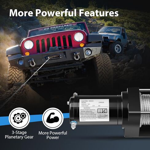 winch 2500LBS electric winch, 2500LBS winch ATV UTV Truck winch, 12V 2500LBS Steel Cable Winch, with wireless Remote Controller,Control Box,4-Way Roller Fairlead,Mounting plate in Saudi Arabia