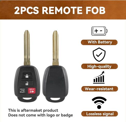 استبدال مفتاح Fob لـ 2013-2018 Toyota RAV4 14-19 Highlander 18-19 Sequoia مفتاح التحكم عن بعد 4 أزرار GQ4-52T 89070-0R100 H-Chip (مجموعة من 2) in Kuwait