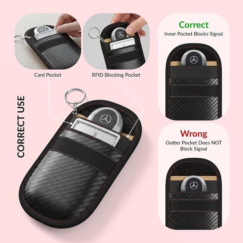 Faraday Key Fob Pouch, RFID Signal Blocking Faraday Bag for Car Keys, Anti-Theft Protector, Signal Blocker Case, RFID Shielded Key Holder in Saudi Arabia