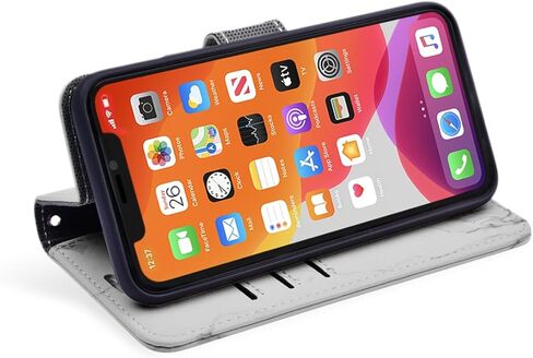 حافظة جلدية من SafeSleeve قابلة للفصل لهاتف iPhone 17 EMF Blocker للهاتف الخلوي مع 3 حامل بطاقات وحامل قابل للتعديل - إغلاق مغناطيسي، وحماية مغناطيسية للاستخدام اليومي (رخام أبيض) in Kuwait