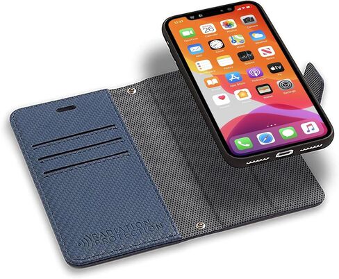 SafeSleeve EMF Blocker للهاتف الخلوي، حافظة جلدية قابلة للفصل لهاتف iPhone 17 Pro Max - أزرق داكن in Kuwait