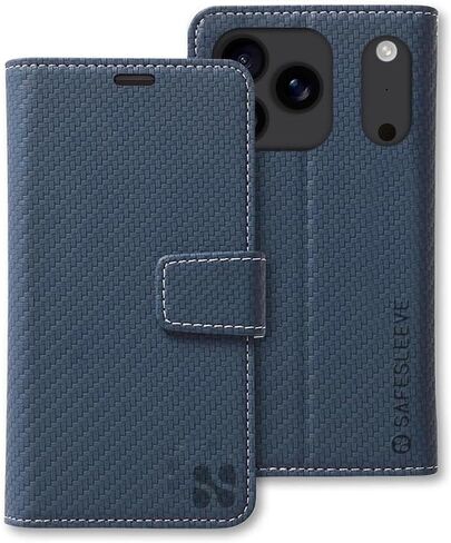 SafeSleeve EMF Blocker للهاتف الخلوي، حافظة جلدية قابلة للفصل لهاتف iPhone 17 Pro Max - أزرق داكن in Kuwait