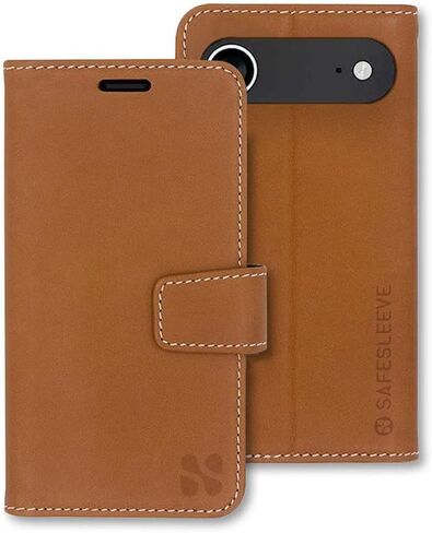 حافظة جلدية من SafeSleeve قابلة للفصل لهاتف iPhone 17 Air EMF Blocker للهاتف الخلوي مع 3 حامل بطاقات وحامل قابل للتعديل - إغلاق مغناطيسي، وحماية مغناطيسية للاستخدام اليومي (جلد) in Kuwait