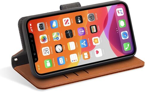 حافظة جلدية من SafeSleeve قابلة للفصل لهاتف iPhone 17 Air EMF Blocker للهاتف الخلوي مع 3 حامل بطاقات وحامل قابل للتعديل - إغلاق مغناطيسي، وحماية مغناطيسية للاستخدام اليومي (جلد) in Kuwait