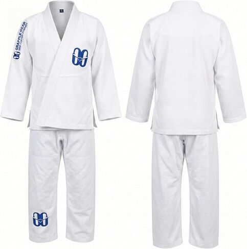 زي GRAPPLE GEAR BJJ Gi Kimono Jiu Jitsu للأطفال - 350 جرام في المتر المربع BJJ Gi المنكمش مسبقًا باللون الأبيض والأسود والأزرق وخيارات 4 مقاسات in Kuwait