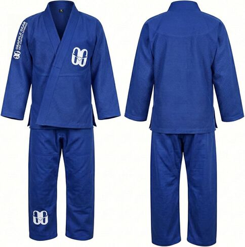 زي GRAPPLE GEAR BJJ Gi Kimono Jiu Jitsu للأطفال - 350 جرام في المتر المربع BJJ Gi المنكمش مسبقًا باللون الأبيض والأسود والأزرق وخيارات 4 مقاسات in Kuwait