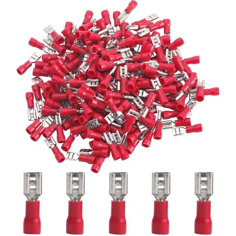 200PCS Insulated Vinyl Female Spade Connector,Quick Disconnect 6.3mm 1/4" Electrical Wire Connectors 16-14AWG Crimp Terminal in Saudi Arabia