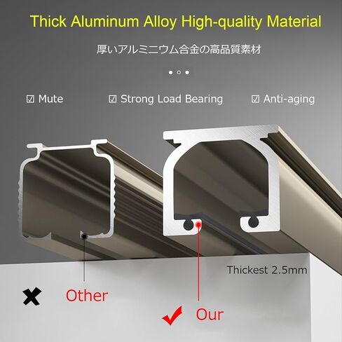 Adjustable Aluminum Curtain Track System - Ceiling & Wall Mount, Silent Rollers, Heavy-Duty Room Divider, Complete Hardware Included, 100cm, Metallic Finish in Saudi Arabia