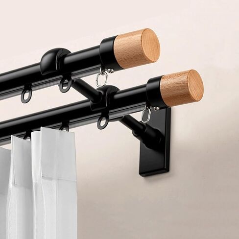 Heavy Duty Wall-Mounted Double Curtain Track System - Silent Rollers Room Divider for Living Room, Bedroom, Office, Hotel, Hospital - Available in Black, White, Grey (2.5m/8.2ft) in Saudi Arabia
