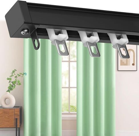 Heavy-Duty Aluminum Curtain Track 330cm (10.8ft) - Ceiling or Wall Mounted, Ideal for Heavy Curtains, Sliding Rod, Durable Curtain Rail System, Champagne Finish in Saudi Arabia