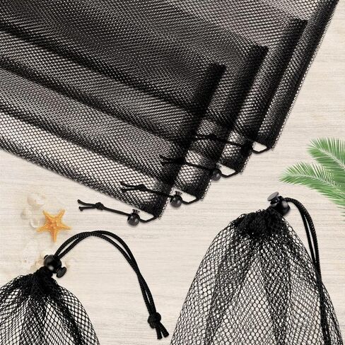 40 Pcs Mesh Drawstring Bags Assorted Sizes Black Mesh Bags, Portable Nylon Storage Bags for Travel Toys, Laundry, Gym & Small Items (4x6, 6x8, 8x10, 8x15) in Saudi Arabia