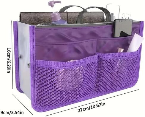 Purse Organizer Insert, Updated Purse Handbag, for Handbags Bag Organizers Inside Tote Pocketbook Women Nurse Nylon 13 Pockets Medium (Black) in Saudi Arabia
