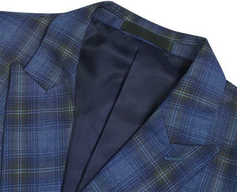 Iynnijoy Mens Plaid Suit Double Breasted Slim Fit 2-Piece Formal Jacket Tux Pants for Prom Wedding Party in Kuwait