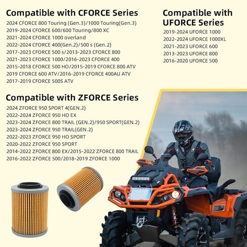 420256188 Oil Filter & O-Ring Fits CFMOTO Cforce Zforce Uforce 400 500 600 800 900 950 1000 UTV ATV, and Can-Am Outlander Renegade, Replaces 0800-011300-00030, 0800-011300-0004, 711256188 (3 PCS) in Kuwait