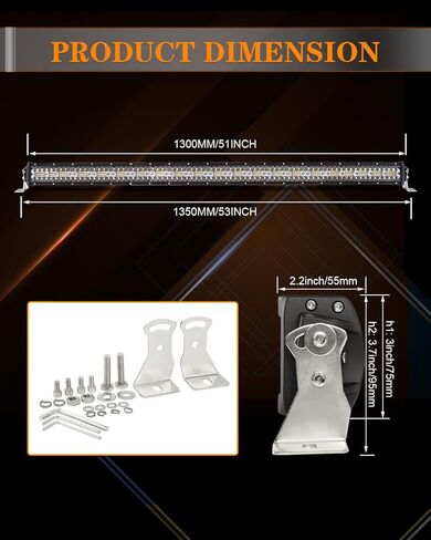 CO LIGHT LED شريط إضاءة 52 بوصة 120 واط 35000 لومن ثلاثي الصفوف بقعة ضوء الفيضانات أضواء القيادة على الطرق الوعرة مع تسخير الأسلاك سطوع عالي للشاحنات SUV ATV UTV Marine in Kuwait