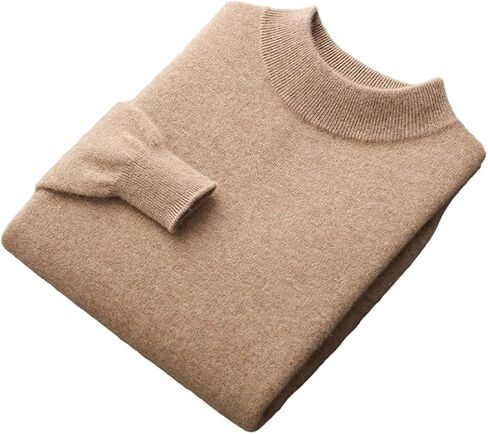 Men's Mock Neck Pullover Sweater 100% Wool Basic Long Sleeve Knitwear for Office Casual Wear in Saudi Arabia