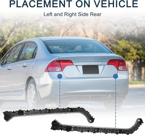دعامة دعم المصد لسيارة Honda Civic Sedan متينة رقم 71598TEAT01/71593TEAT01 | دعامة تثبيت المصد الخلفي الأيسر والأيمن باللون الأسود، زوج واحد in Saudi Arabia