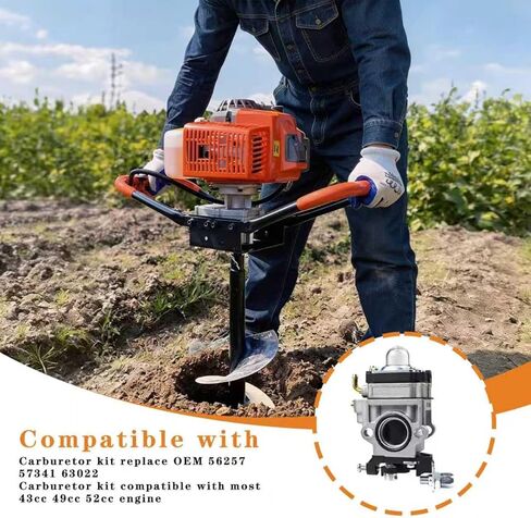 56257 57341 63022 مجموعة المكربن ​​للشحن الميناء 43cc 49cc 52cc المفترس الأرض اوجير مع المصابيح التمهيدي شرارة التوصيل طوقا خط الوقود كارب عدة in Saudi Arabia