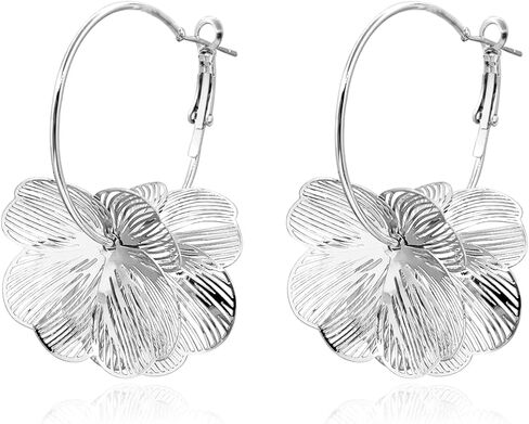 Flower Earrings for Women Boho Spring Summer Gold Flower Floral Hoop Drop Dangle statement Earrings in Saudi Arabia