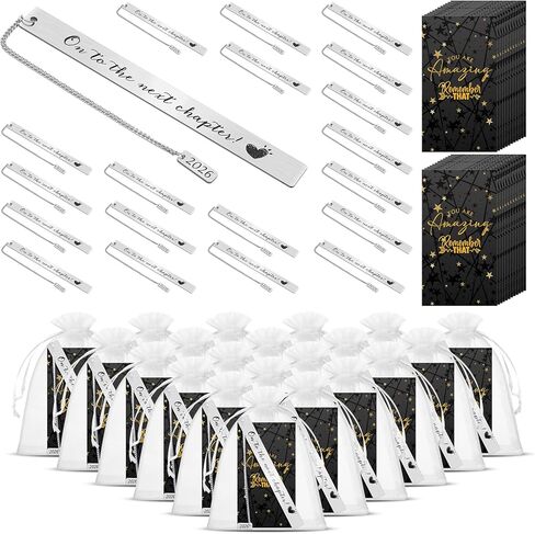 24 Set 2024 Bookmarks Graduation Gifts 24 Metal Bookmarks with Chain 24 You Are Amazing Note Cards 24 Organza Bags for Students Teacher Nurse Book Lover Retirement Leaving Farewell Birthday Gift in Saudi Arabia