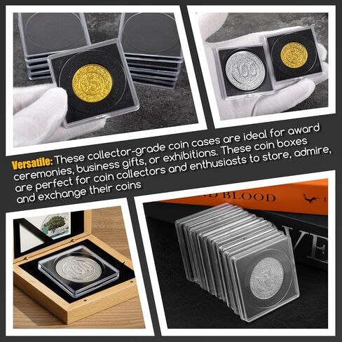 100 Pcs Acrylic Coin Collection Cases with 5 Sizes Adjustable Black Gaskets, 20mm-40mm Coin Capsules Coin Snap Holders Silver Dollar Protection Cases for Coin Collection Supplies in Saudi Arabia