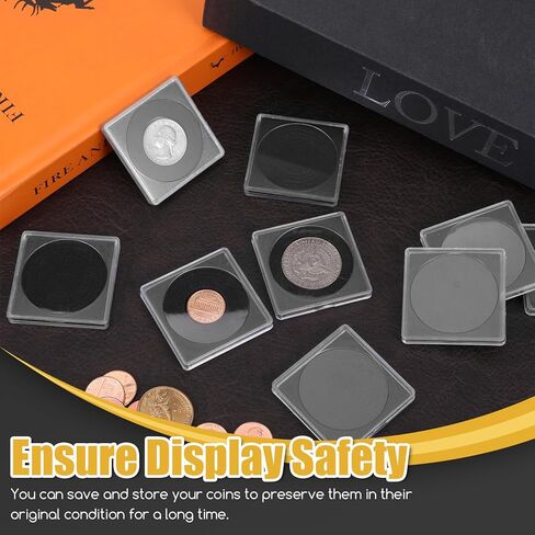 100 Pcs Acrylic Coin Collection Cases with 5 Sizes Adjustable Black Gaskets, 20mm-40mm Coin Capsules Coin Snap Holders Silver Dollar Protection Cases for Coin Collection Supplies in Saudi Arabia