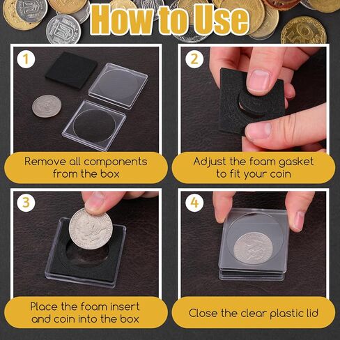 100 Pcs Acrylic Coin Collection Cases with 5 Sizes Adjustable Black Gaskets, 20mm-40mm Coin Capsules Coin Snap Holders Silver Dollar Protection Cases for Coin Collection Supplies in Saudi Arabia