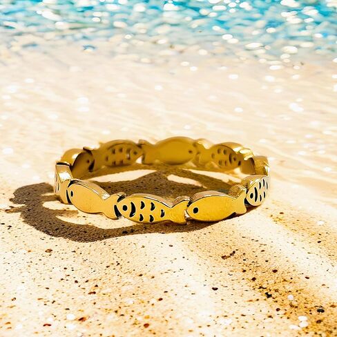 Gold Stainless Steel Fish Ring: Good Luck Jewelry in Saudi Arabia
