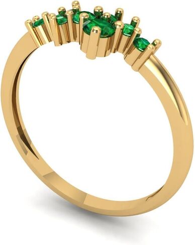 Clara Pucci 14K Yellow Gold Wedding Band for Women | Stacking Classic Comfort Fit | Engagement Bridal Jewelry | 0.17 TCW Round Cut Simulated Emerald (2.5mm) in Saudi Arabia