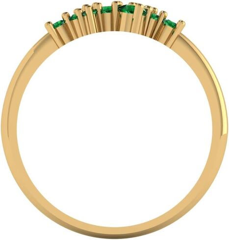Clara Pucci 14K Yellow Gold Wedding Band for Women | Stacking Classic Comfort Fit | Engagement Bridal Jewelry | 0.17 TCW Round Cut Simulated Emerald (2.5mm) in Saudi Arabia