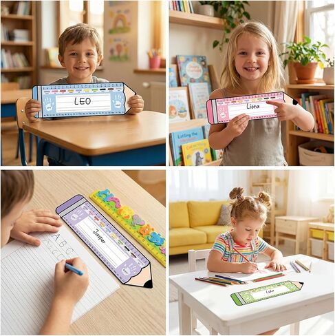 36 PCS Desk Name Tags for Classroom Colorful Students Name Plates for Desks 14 x 3.9 Inch Preschool, 1st, 2nd & 3rd Grade Teacher Nameplates for Student Desks Pastel Nametags in Saudi Arabia