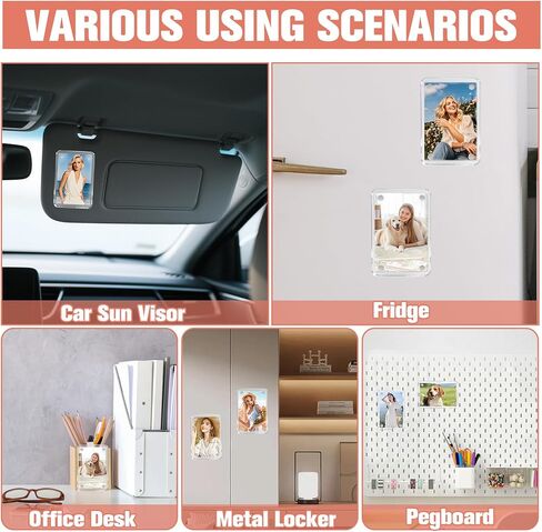 3PCS Car Picture Holder, Acrylic Magnetic Personalized Photo Holder, Accessories Car Photo Holder Car Visor Clip, Personalized Car Picture Frame for Mom Husband Family Photos in Saudi Arabia
