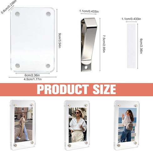 3PCS Car Picture Holder, Acrylic Magnetic Personalized Photo Holder, Accessories Car Photo Holder Car Visor Clip, Personalized Car Picture Frame for Mom Husband Family Photos in Saudi Arabia