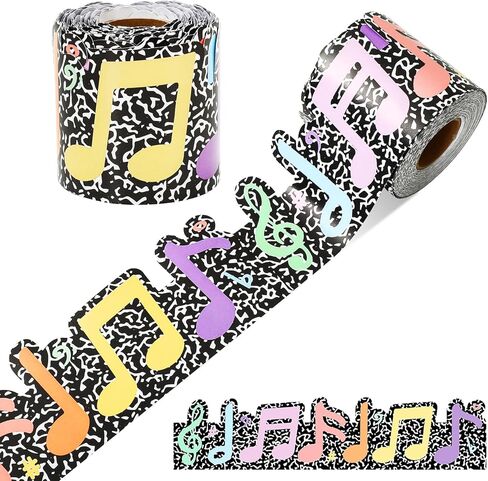 Whaline 65 Ft Musical Notes Bulletin Board Border Pastel Composition Music Theme Die Cut Trim Border Roll for Classroom Chalkboard Window Decor in Saudi Arabia
