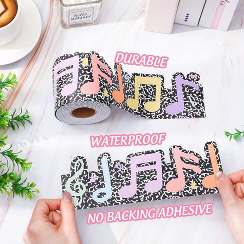 Whaline 65 Ft Musical Notes Bulletin Board Border Pastel Composition Music Theme Die Cut Trim Border Roll for Classroom Chalkboard Window Decor in Saudi Arabia