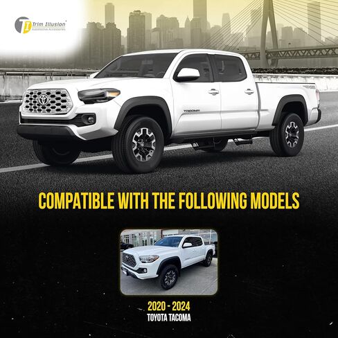 Chrome Front Grille Overlay with Secure Adhesive Tape for 2020-2023 Toyota Tacoma TRD Sport, TRD Off-Road (Excludes Camera) | Easy Installation - No Tools Needed | US Patented in Saudi Arabia