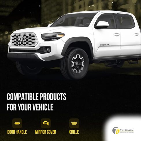 Chrome Front Grille Overlay with Secure Adhesive Tape for 2020-2023 Toyota Tacoma TRD Sport, TRD Off-Road (Excludes Camera) | Easy Installation - No Tools Needed | US Patented in Saudi Arabia