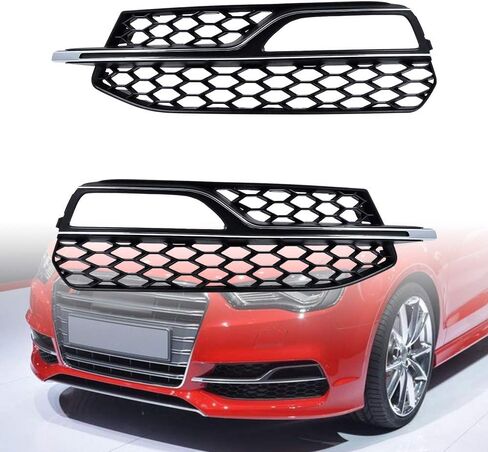 بديل AstraDepot لأغطية فتحات التهوية للضباب السفلي 2013-2016 Audi S3 A3 S Line (زوج، شبكة سوداء غير لامعة من الكروم) in Kuwait