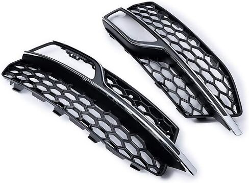 بديل AstraDepot لأغطية فتحات التهوية للضباب السفلي 2013-2016 Audi S3 A3 S Line (زوج، شبكة سوداء غير لامعة من الكروم) in Kuwait