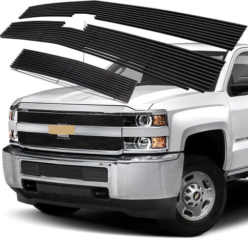 Front Black Billet Grille Fits Chevy 2015-2018 Silverado 2500 HD 3500 HD 2019 2500 HD/3500 HD LTZ Main upper lower Bumper insert 3pcs Grill in Saudi Arabia