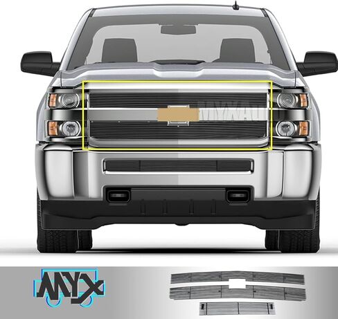 Front Black Billet Grille Fits Chevy 2015-2018 Silverado 2500 HD 3500 HD 2019 2500 HD/3500 HD LTZ Main upper lower Bumper insert 3pcs Grill in Saudi Arabia