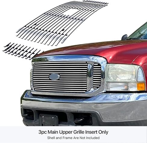 APS Premium Stainless Steel SS Chrome Billet Grille Grill Insert Compatible with Ford Excursion 2000 2001 2002 2003 2004 with Logo Show Main Upper N19-A70756F in Saudi Arabia