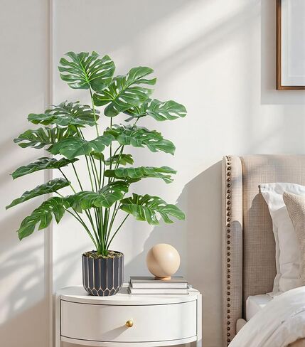 نبات Monstera الاصطناعي بطول 28 سم، نباتات صناعية صناعية داخلية وخارجية، شجرة لغرفة المعيشة، ديكور المنزل in Kuwait