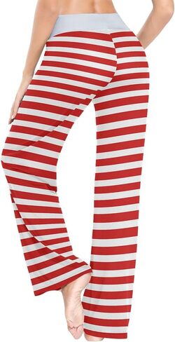 ALAZA Red White Stripes Pajama Pants for Women, Long Soft Lounge Sleep Pajama Bottoms in Saudi Arabia